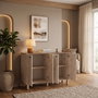 Hanah Home Consola Luvia Travertino y Venezia Nogal